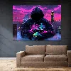 Senrotini 2d Flat - 2d Flat Fluorescent Tapestry Mysterious Man Game Controller Print, 92*72in Non- Polyester  In Multi