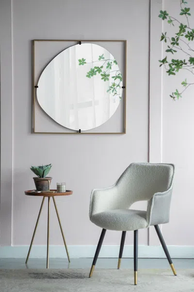 Senrotini 32x1x32" Poppy Mirror With Gold Metal Frame Contemporary Design For Bathroom, Entryway Wall Decor