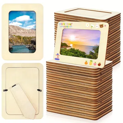 Senrotini 40 Pack Wooden Picture Frames 4" X 6" Unfinished Standing Photo Frames For Crafts, Halloween, Thanks In Multi