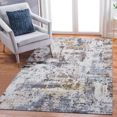 Senrotini 6x9 Ivory/blue /abstract Non-shedding Living Room Bedroom Dining Home Office Stylish And Stain Resis In Multi