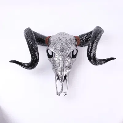Senrotini Bone-inspired Bull Head Hanging Ornament-resin Craft,lifelike Details,north American Style In Multi