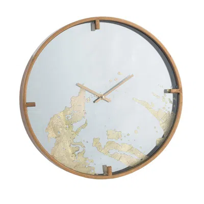 Senrotini D15.7x2.4" Minimalist Mirrored Clock, Gold