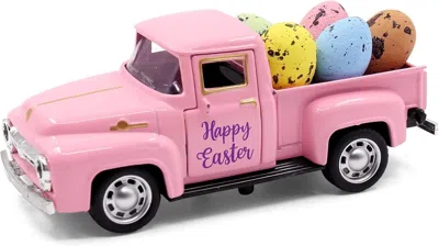 Senrotini Easter Truck With Eggs Metal Pink Vintage Farm Pickup Farmhouse Tabletop Tiered Tray Decor Home Kitc In Multi