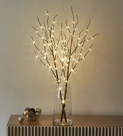 Senrotini Lighted Brown Willow Branches 32in 100 Led With Timer Battery Operated, Tree Branch With Warm White 