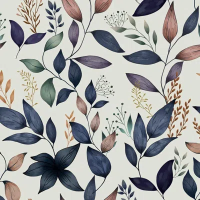 Senrotini Navy Leaf Peel And Stick Wallpaper Floral Wallpaper 17.4" X 118" Dark Blue Leaf Contact Paper Navy V In Multi