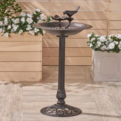 Senrotini Outdoor Aluminum And Iron Bird Bath In Brown