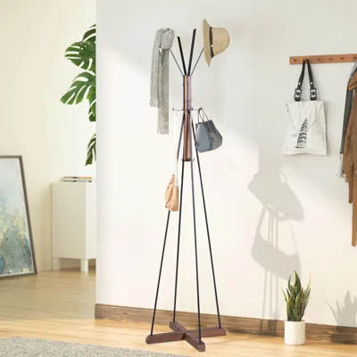 Senrotini Reclaimed Wood And Metal Freestanding Coat Rack With Hooks Use In Bedroom, Living Room In Multi