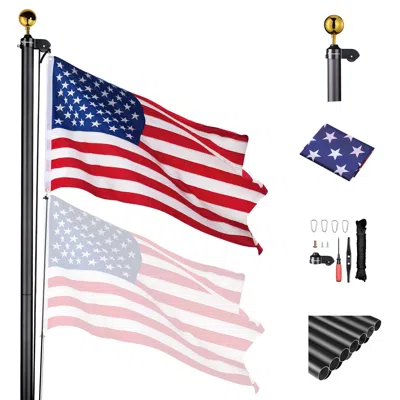 Senrotini Sectional Flag Pole Kit Black 25-ft 13-gauge In Multi