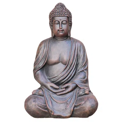 Senrotini Serene Buddha Magnesium Oxide Sculpture- Meditation Spaces In Gray