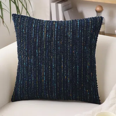 Senrotini Textured Boucle Pillow Covers 18x18 Neutral Striped Throw Pillows Soft Modern Farmhouse Pillow Cases In Blue