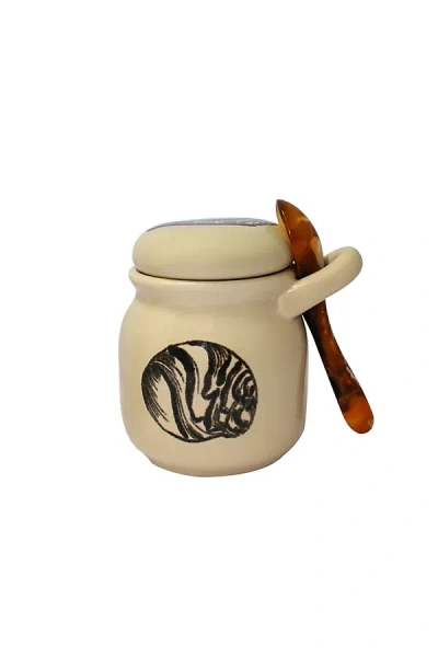 Sensi Studio Ceramic Jar And Spoon In Neutral