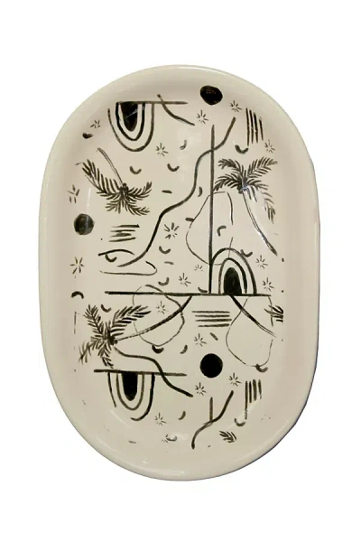 Sensi Studio Ceramic Oval Platter In Neutral