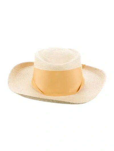 Pre-owned Sensi Studio Cordovan Hat With Mustard Ribbon In Neutral