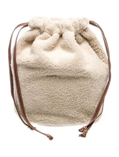 Pre-owned Sensi Studio Faux Fur Minaudière In Neutral