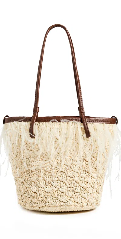 Sensi Studio Feathers Seashell Soft Baby Bucket Bag Natural In Neutral