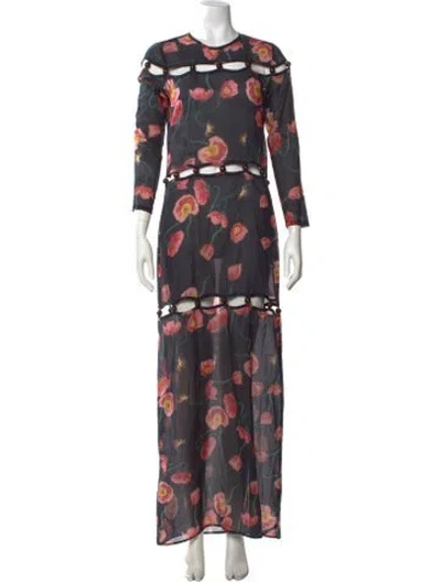 Pre-owned Sensi Studio Floral Print Long Dress In Multicolor