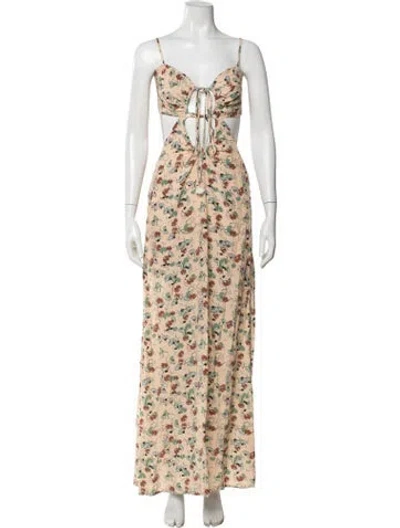 Pre-owned Sensi Studio Floral Print Long Dress W/ Tags In Multi