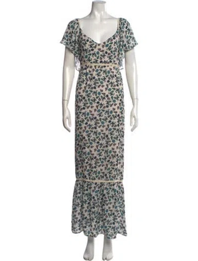 Pre-owned Sensi Studio Floral Print Long Dress W/ Tags In Multicolor