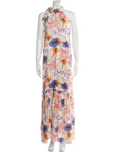 Pre-owned Sensi Studio Floral Print Long Dress W/ Tags In Multicolor