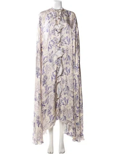 Pre-owned Sensi Studio Floral Print Robe In Neutrals