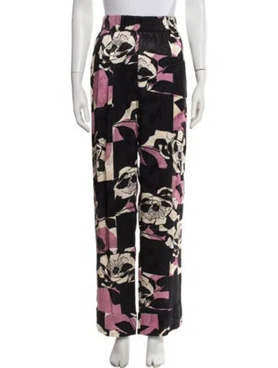 Pre-owned Sensi Studio Floral Print Wide Leg Pants W/ Tags In Black
