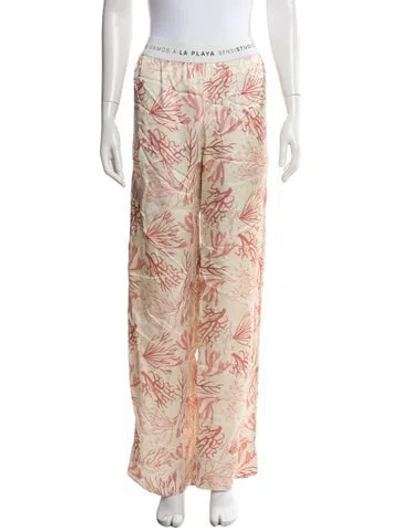 Pre-owned Sensi Studio Floral Print Wide Leg Pants W/ Tags In Neutrals
