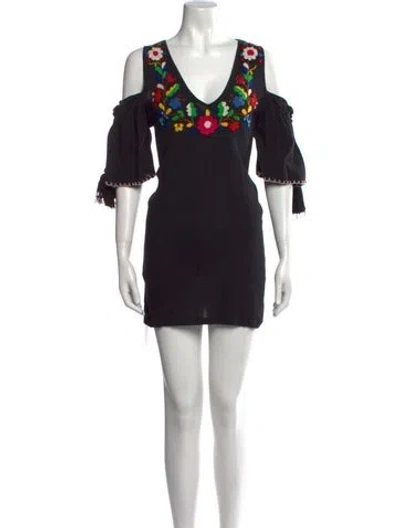 Pre-owned Sensi Studio Graphic Print Mini Dress In Black