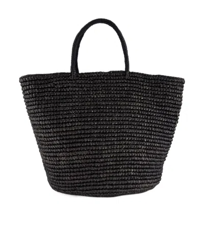 Sensi Studio Large Straw Tote Bag In Black