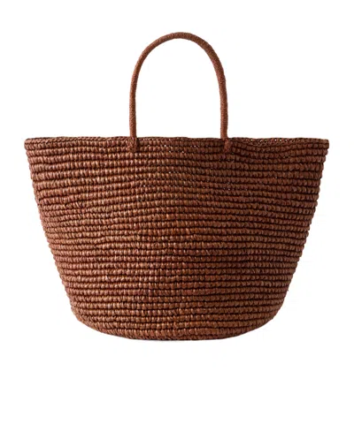 Sensi Studio Large Straw Tote In Brown