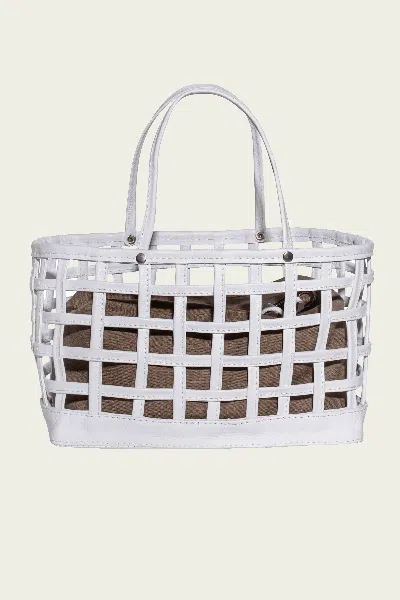 Sensi Studio Leather & Linen Basket Bag
