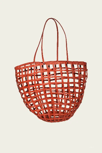 Sensi Studio Leather Basket Bag In Orange