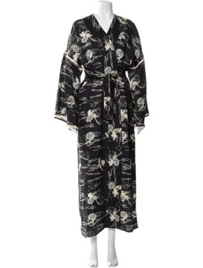 Pre-owned Sensi Studio Linen Printed Robe W/ Tags In Multicolor