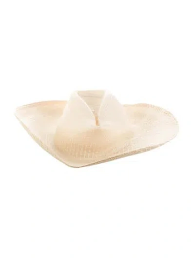 Pre-owned Sensi Studio Long Brim Aguacate Hat With Tulle In Neutral