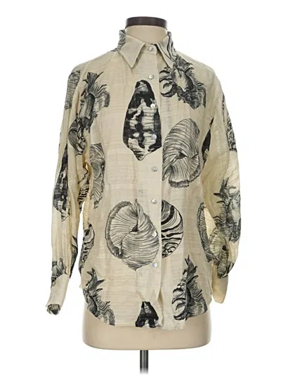 Pre-owned Sensi Studio Long Sleeve Blouse In Ivory