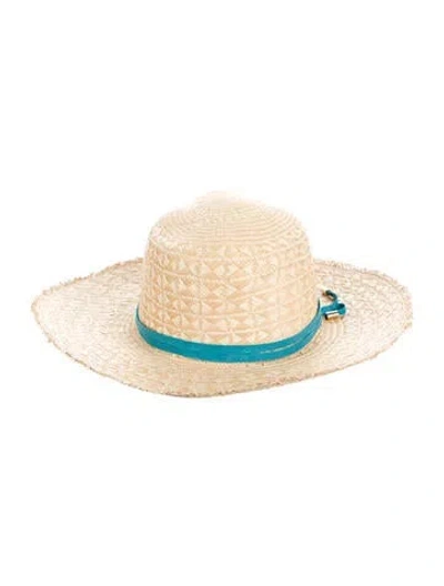 Pre-owned Sensi Studio Mariposa Frayed Straw Hat In Neutral