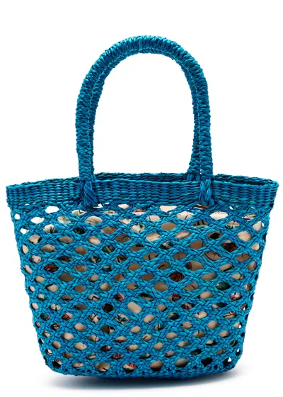 Sensi Studio Mini Raffia Top Handle Bag In Light Blue