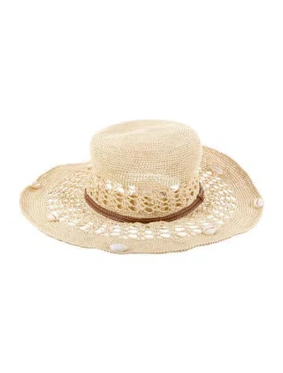 Pre-owned Sensi Studio Open Weave Crotchet Hippie Hat In Neutral