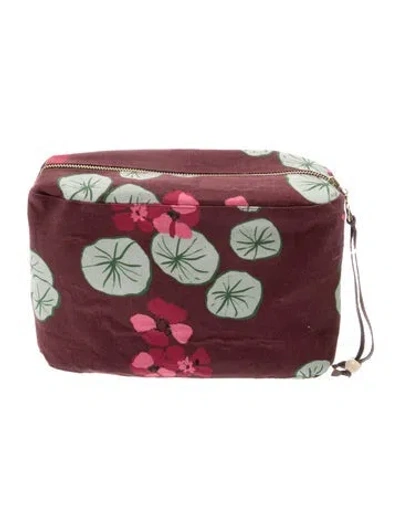 Pre-owned Sensi Studio Printed Cosmetic Pouch In Burgundy