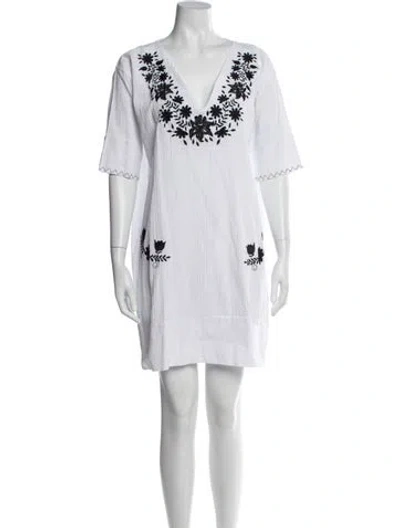 Pre-owned Sensi Studio Printed Mini Dress In White