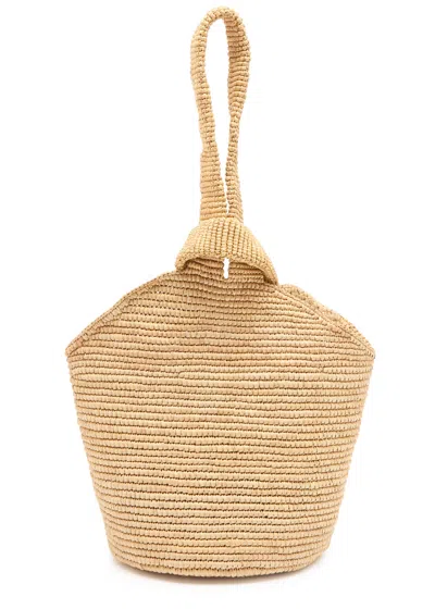 Sensi Studio Pullthrough Mini Raffia Top Handle Bag
