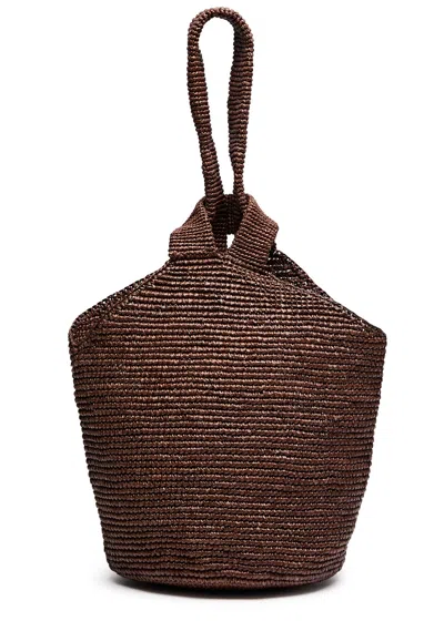 Sensi Studio Pullthrough Woven Straw Basket Bag In Brown
