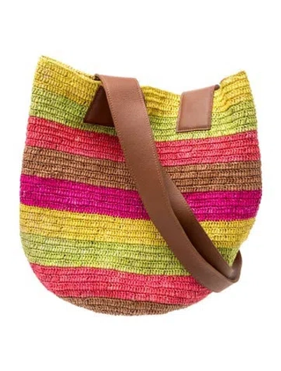Pre-owned Sensi Studio Raffia Bucket Bag In Brown