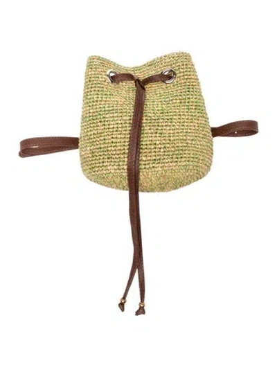 Pre-owned Sensi Studio Raffia Bucket Bag In Green