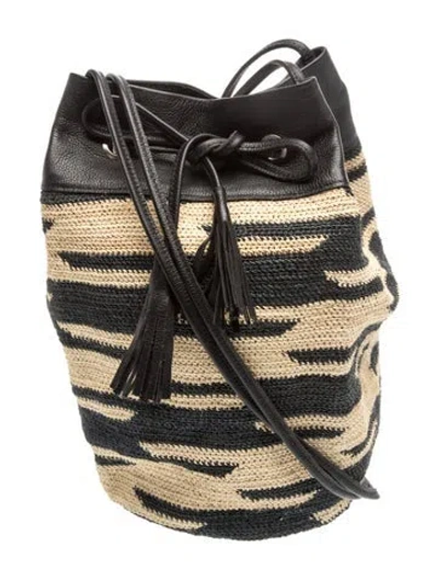 Pre-owned Sensi Studio Raffia Bucket Bag In Multi