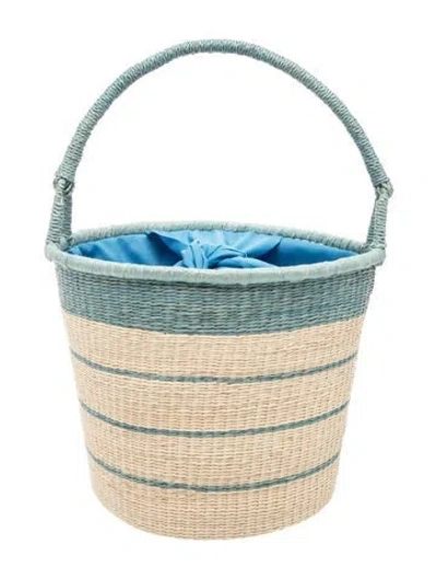 Pre-owned Sensi Studio Raffia Bucket Bag In Neutral