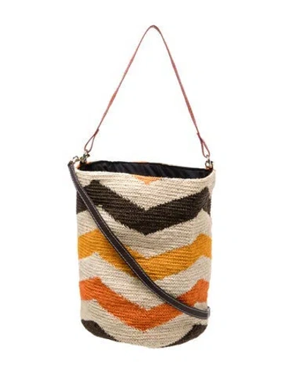 Pre-owned Sensi Studio Raffia Bucket Bag In Neutrals