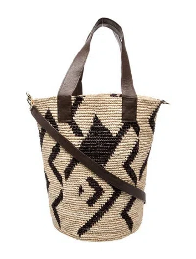 Pre-owned Sensi Studio Raffia Bucket Bag In Neutrals
