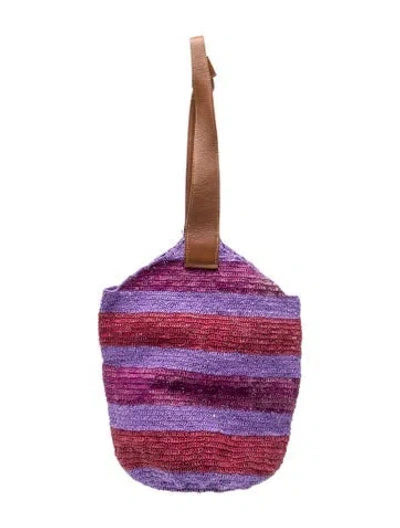 Pre-owned Sensi Studio Raffia Bucket Bag In Purple