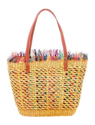 Pre-owned Sensi Studio Raffia Bucket Bag In Yellow