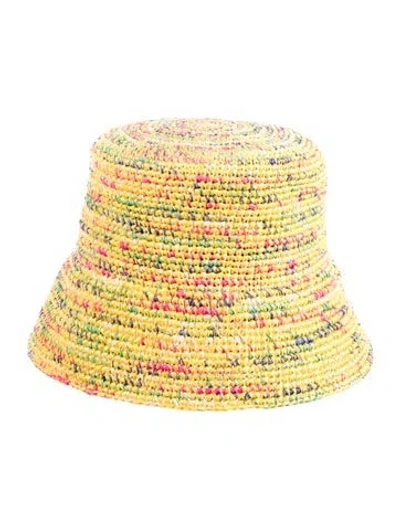 Pre-owned Sensi Studio Raffia Bucket Hat In Yellow
